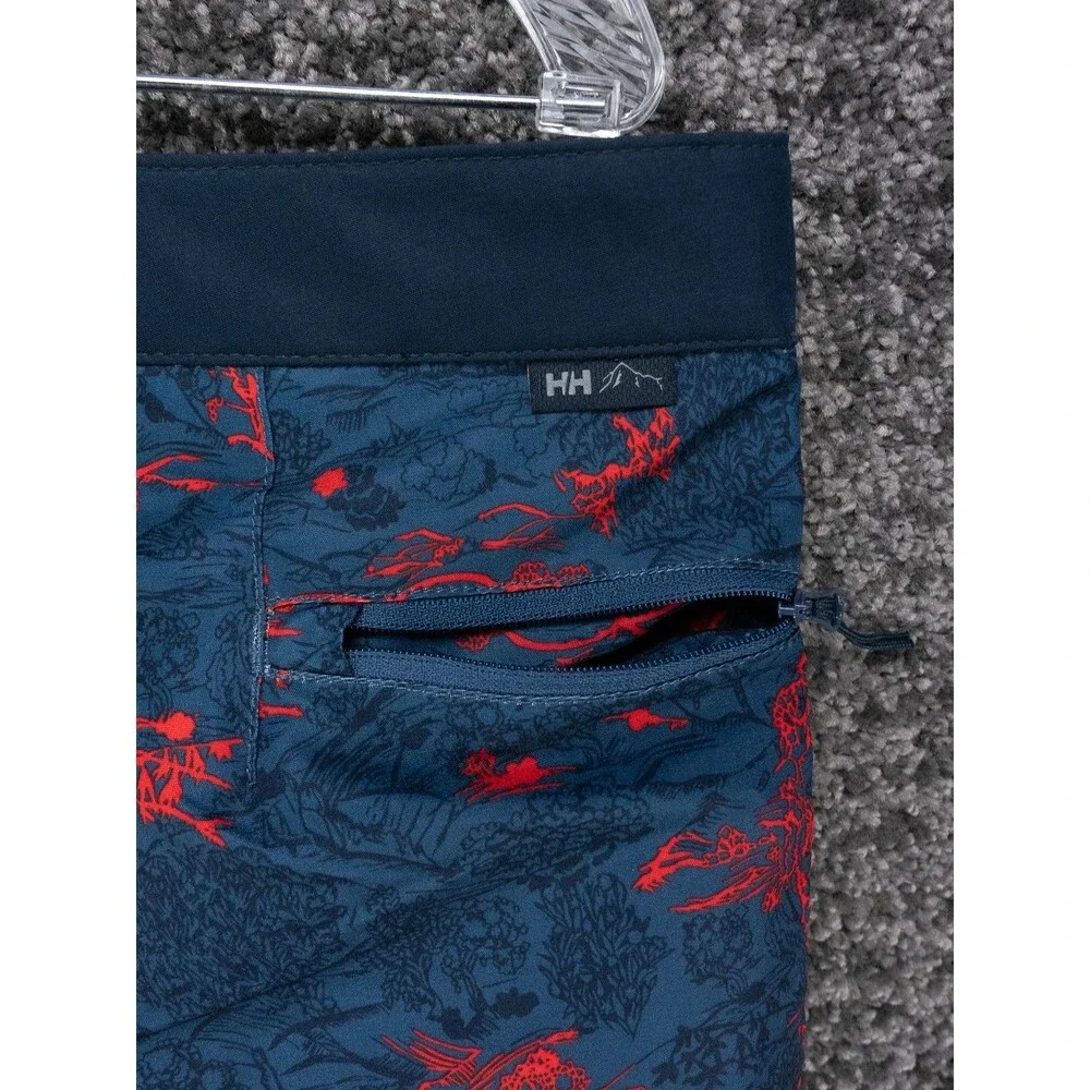 Helly Hansen Board Shorts Mens Large Blue Red Floral Print Belted Beach Surf